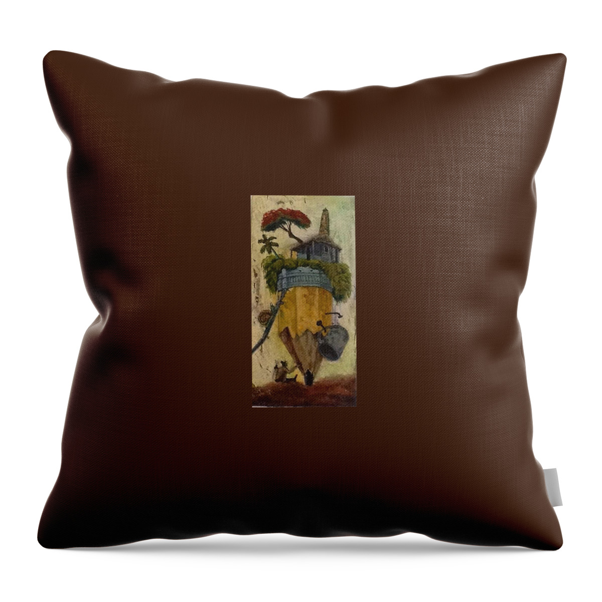 Surrealism Paintings Throw Pillow featuring the painting No Title #1 by Carlos Rodriguez