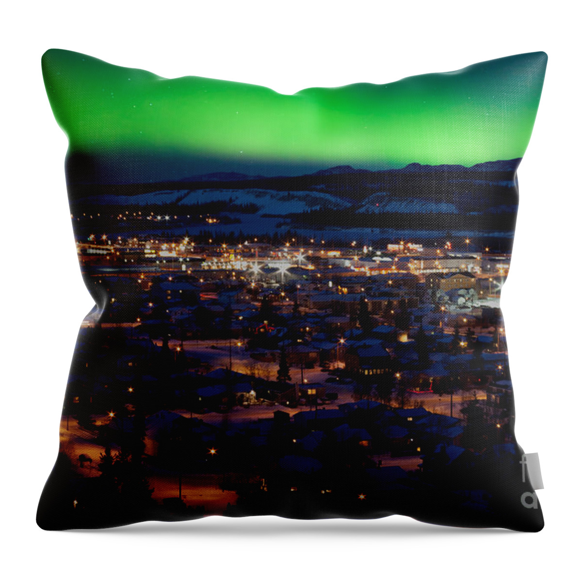 Canada Throw Pillow featuring the photograph Northern Lights over Whitehorse #1 by Stephan Pietzko