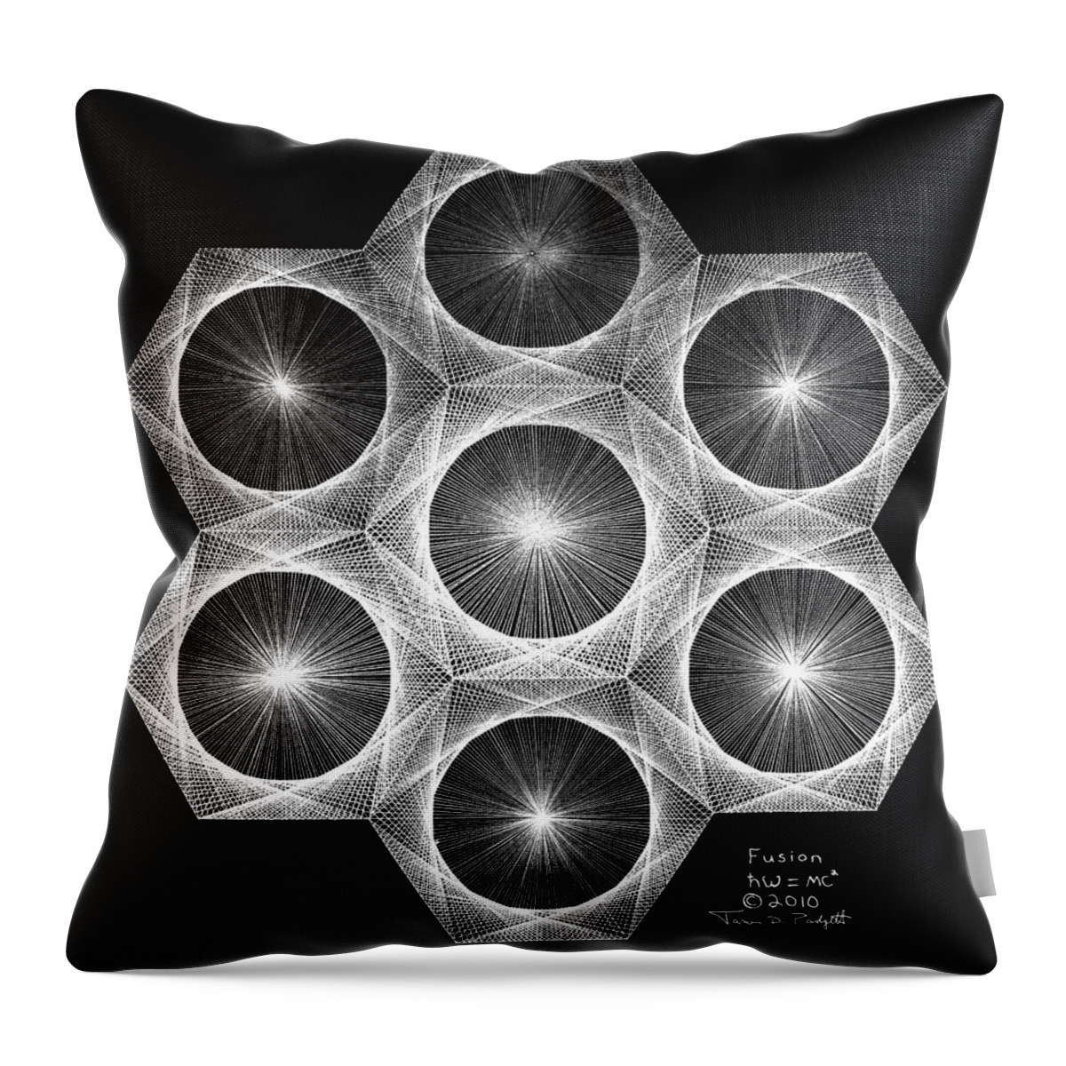 Fractal Throw Pillow featuring the drawing Nuclear Fusion #2 by Jason Padgett
