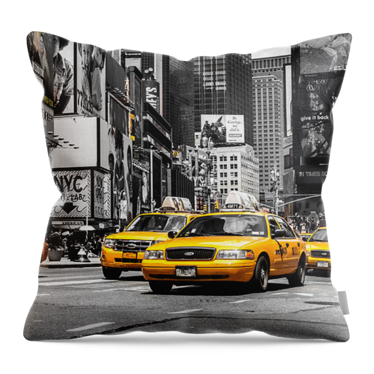 Nyc Throw Pillow featuring the photograph NYC Yellow Cabs - ck #1 by Hannes Cmarits