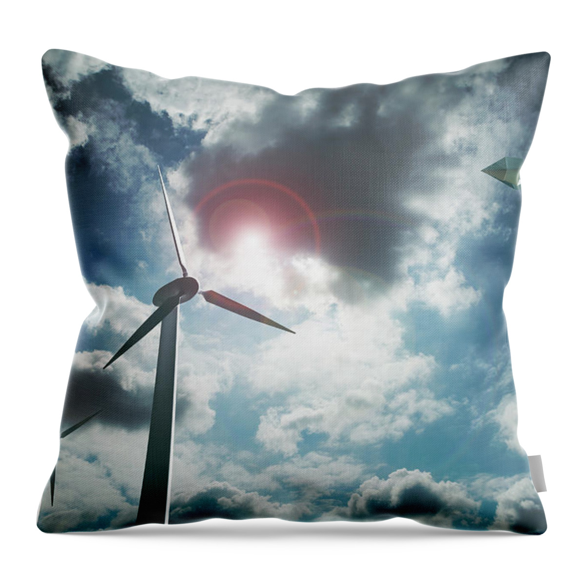 Wind Throw Pillow featuring the photograph Paper Airplane Flying Above The Wind #1 by Hiroshi Watanabe