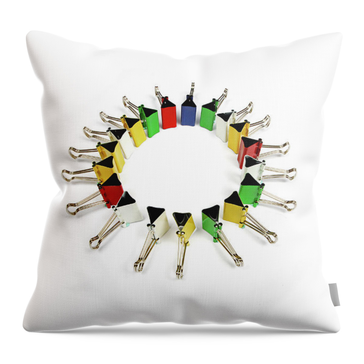 White Background Throw Pillow featuring the photograph Paper Clips, Close Up #1 by Visage