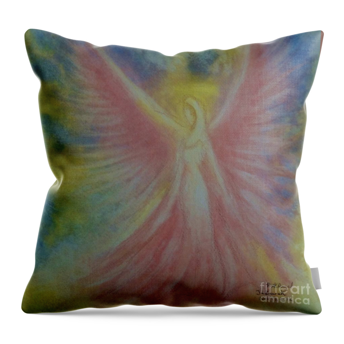 Angel Prints Throw Pillow featuring the painting Pink Angel by J L Zarek