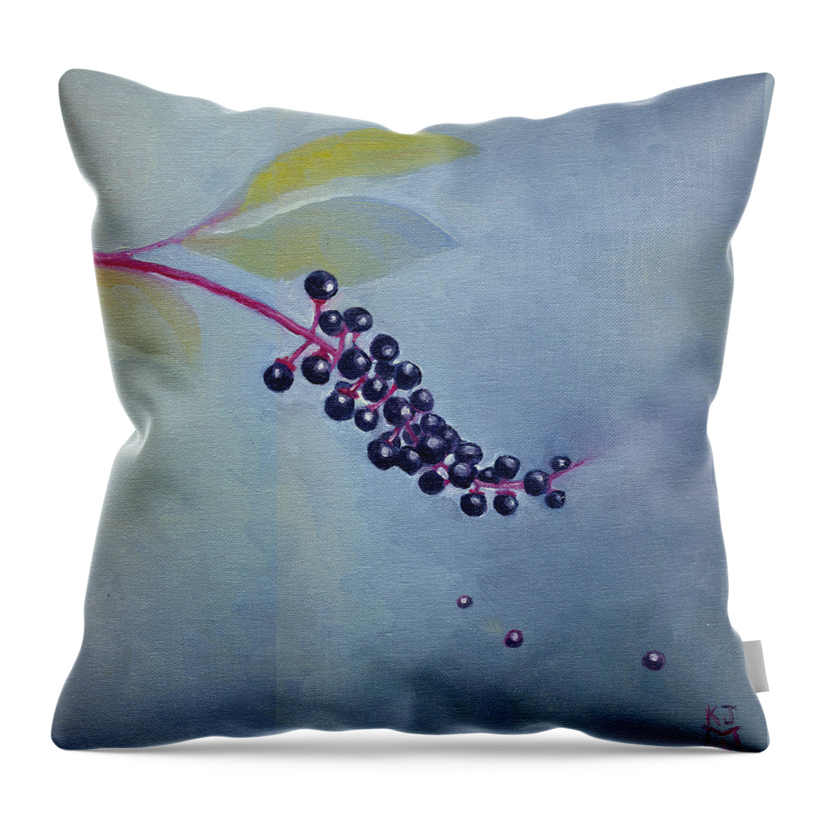 Pokeberries Throw Pillow featuring the painting Pokeberries by Katherine Miller