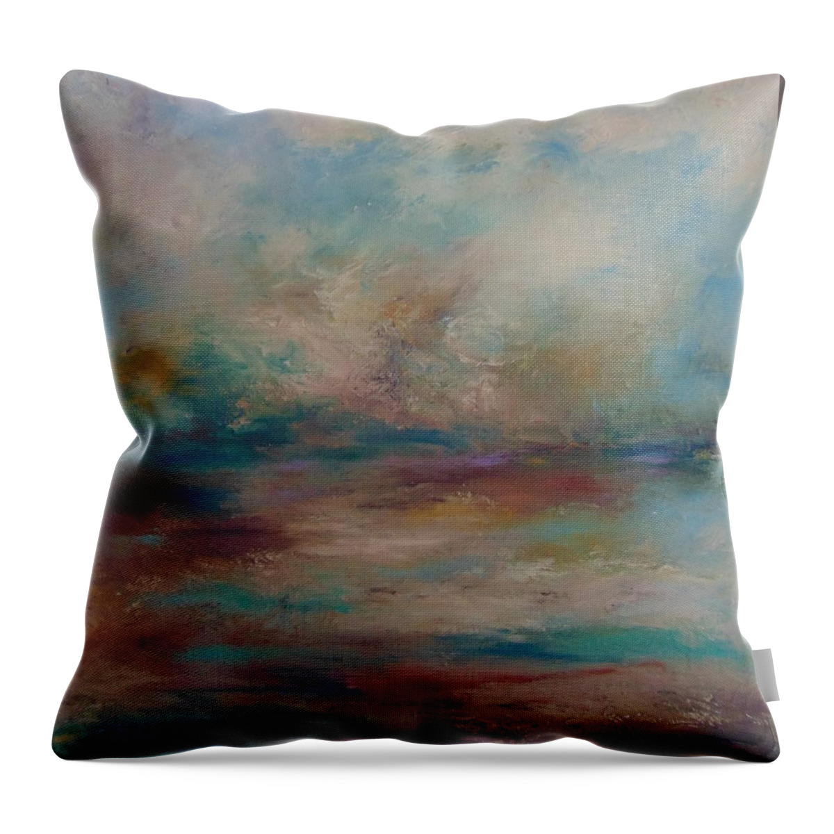 Abstract Throw Pillow featuring the painting Quiet place #1 by Frederic Payet