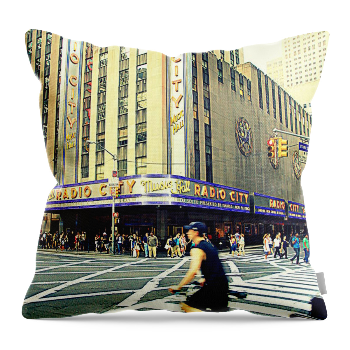 America Throw Pillow featuring the photograph Radio City Music Hall #1 by Valentino Visentini