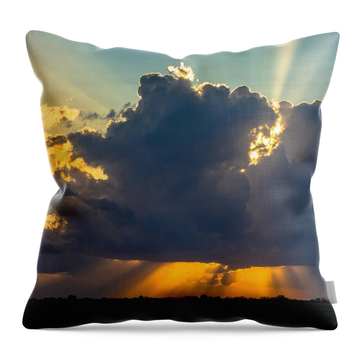 Blue Sky Throw Pillow featuring the photograph Rays From the Clouds #1 by Ed Gleichman