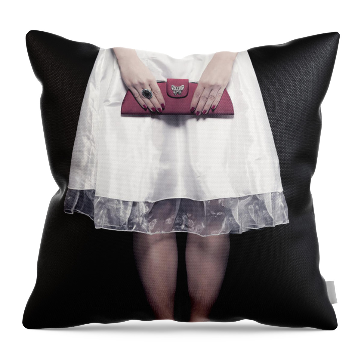 Woman Throw Pillow featuring the photograph Red Handbag #1 by Joana Kruse
