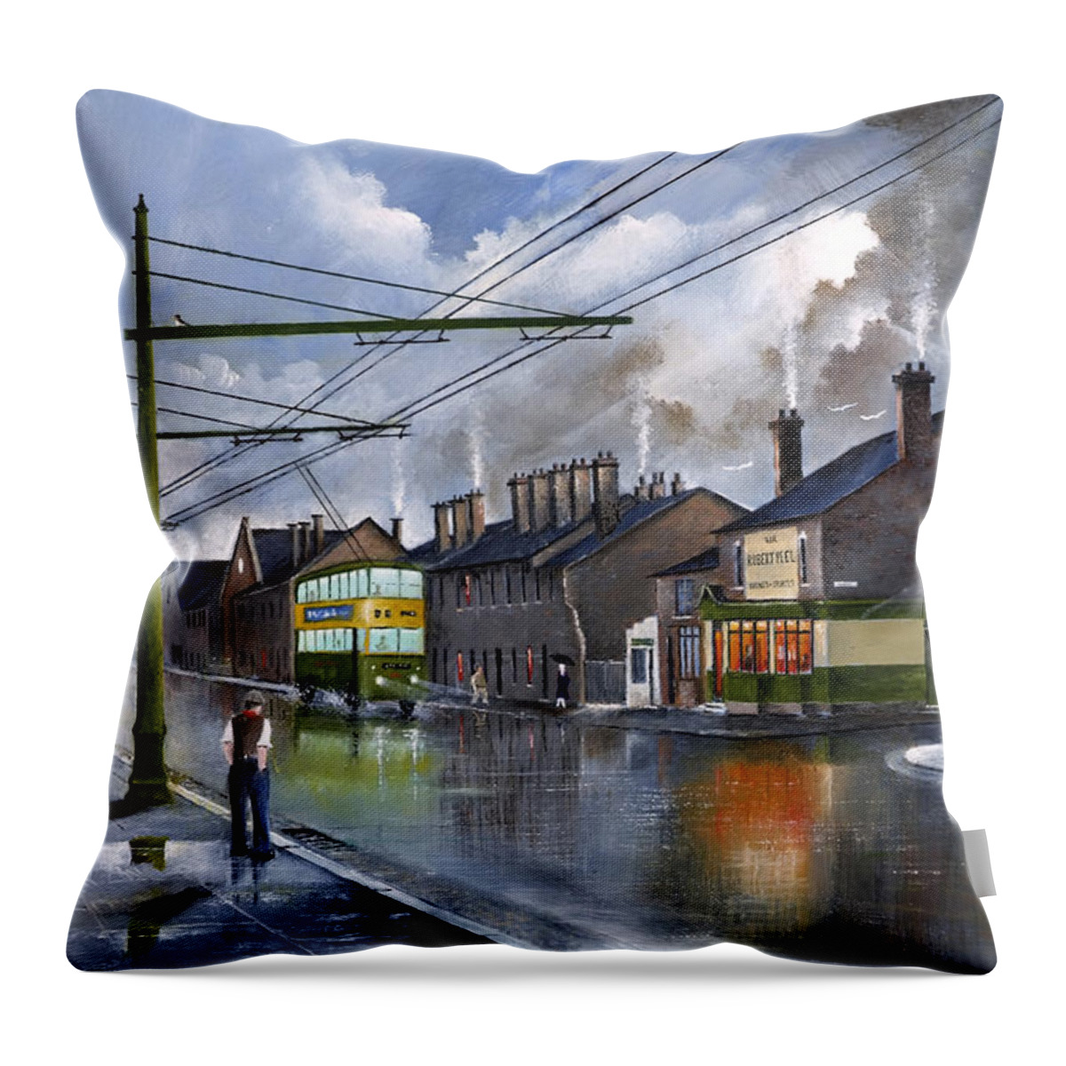 England Throw Pillow featuring the painting Salop Street, Dudley - England by Ken Wood