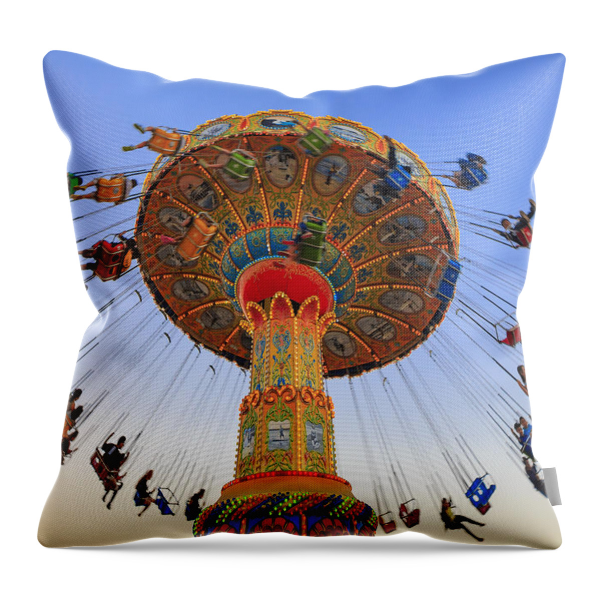 Carnival Throw Pillow featuring the photograph Santa Cruz SeaSwing at Sunset 7 by Scott Campbell