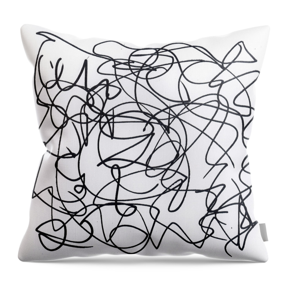Abstract Throw Pillow featuring the drawing Scribble for 'Eavesdropping' #1 by Ismael Cavazos