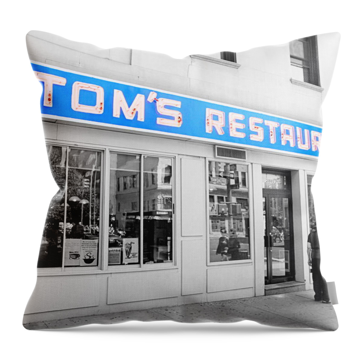 Seinfeld Throw Pillow featuring the photograph Seinfeld Diner Location #1 by Valentino Visentini