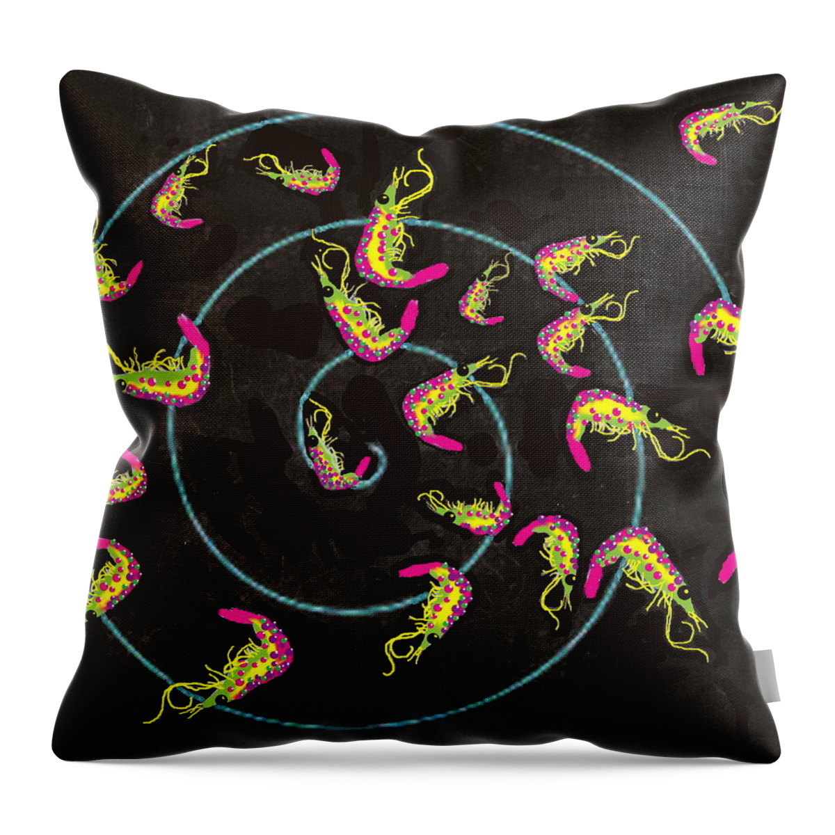 Throw Pillow featuring the digital art Shrimp Fractals Run Amuk #1 by R Allen Swezey
