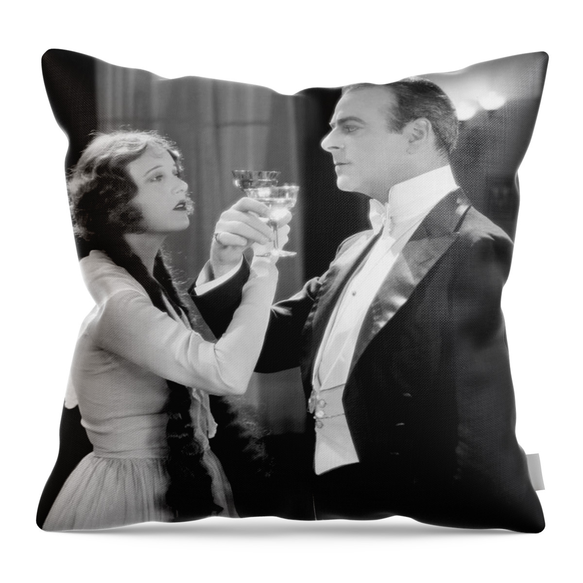 1920s Throw Pillow featuring the photograph Silent Film Still: Drinking #1 by Granger