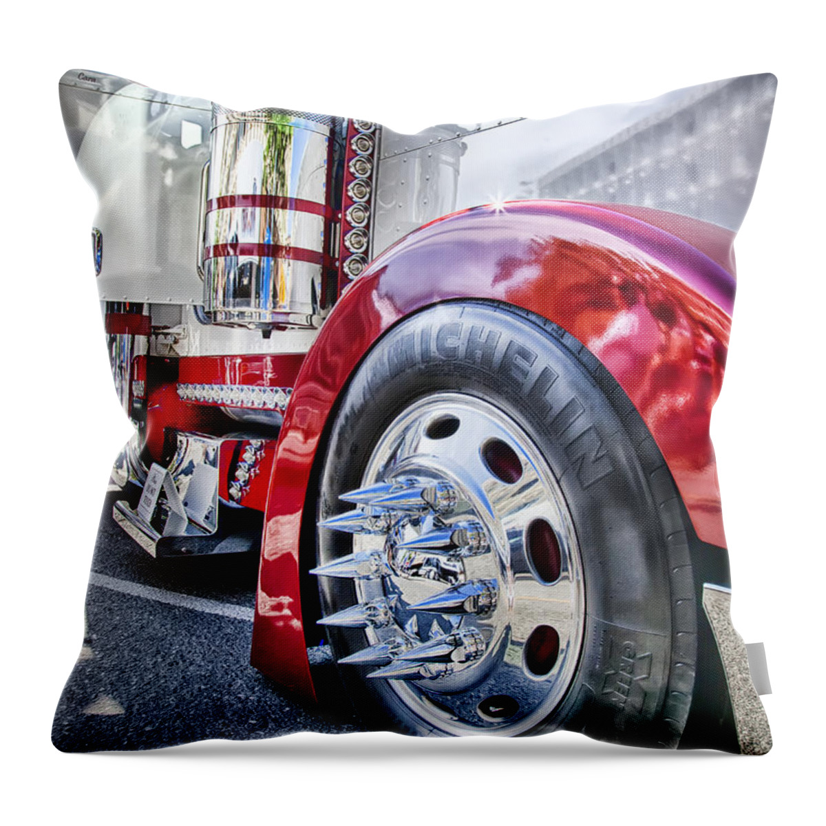 Peterbilt Throw Pillow featuring the photograph Sinister Semi by Theresa Tahara