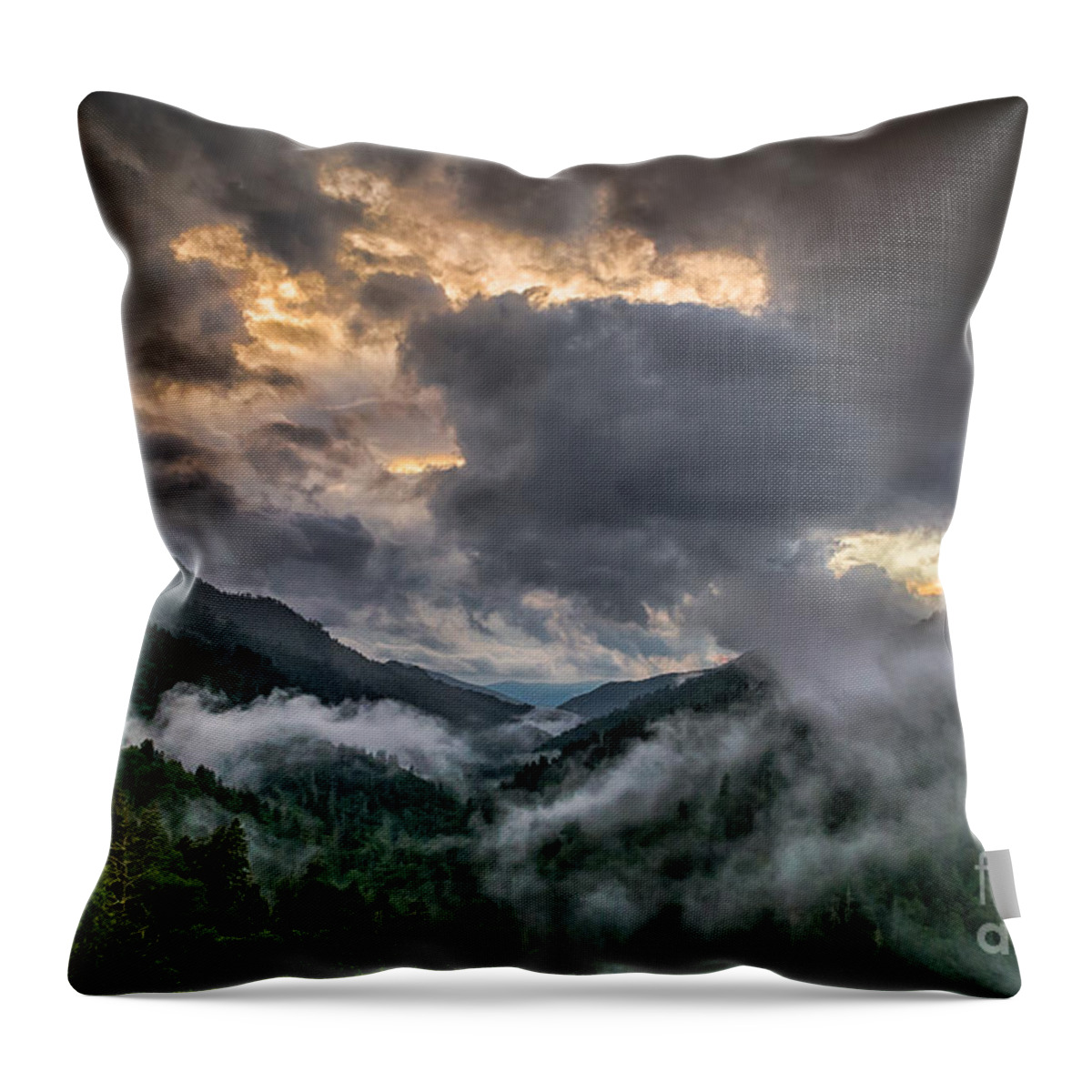 Sunset Throw Pillow featuring the photograph Smoky Sunset by Sophie Doell