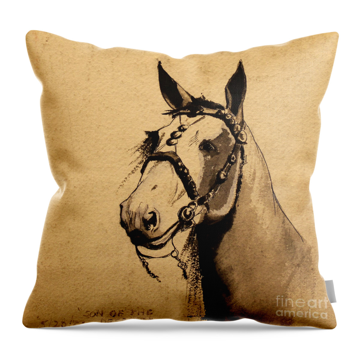 Horse Throw Pillow featuring the painting Son of the Desert 1939 #2 by Art By Tolpo Collection