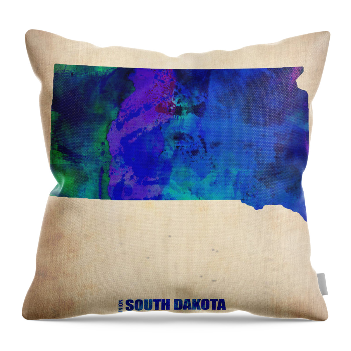 South Dakota Throw Pillow featuring the painting South Carolina Watercolor Map #1 by Naxart Studio