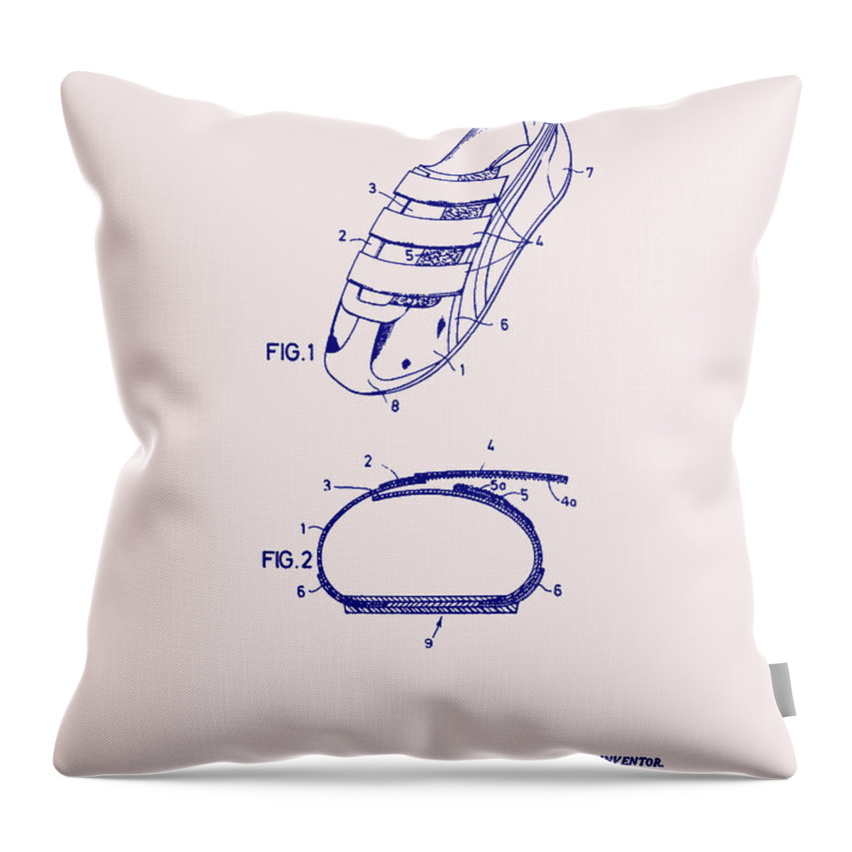Patent Throw Pillow featuring the drawing Sport Shoe Patent 1971 #1 by Mountain Dreams
