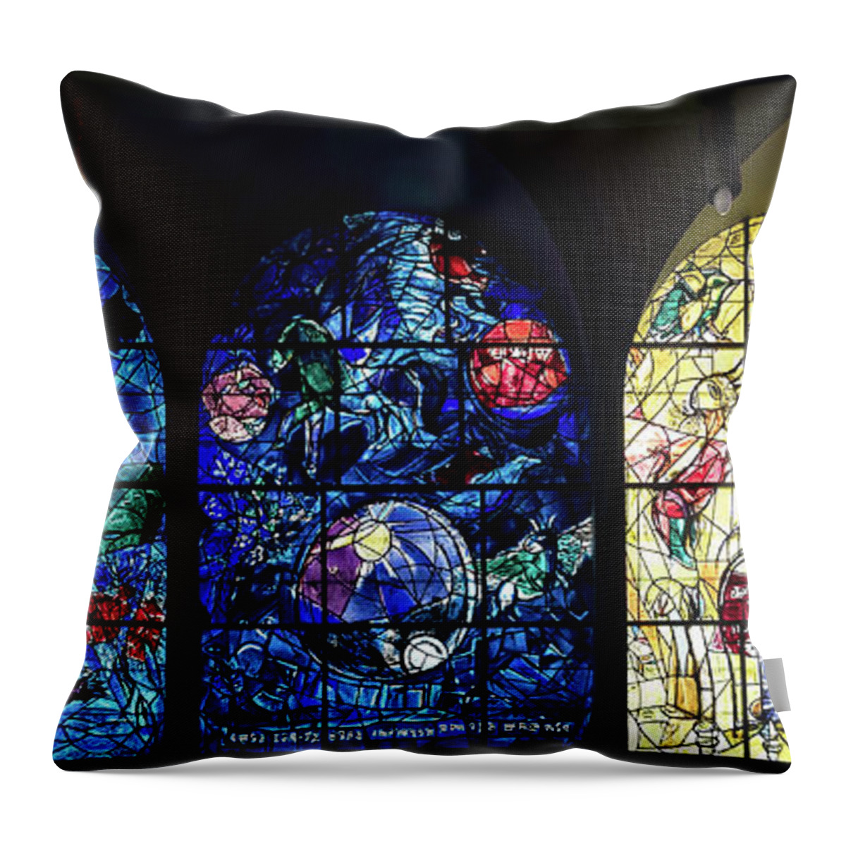 Photography Throw Pillow featuring the photograph Stained Glass Chagall Windows #1 by Panoramic Images