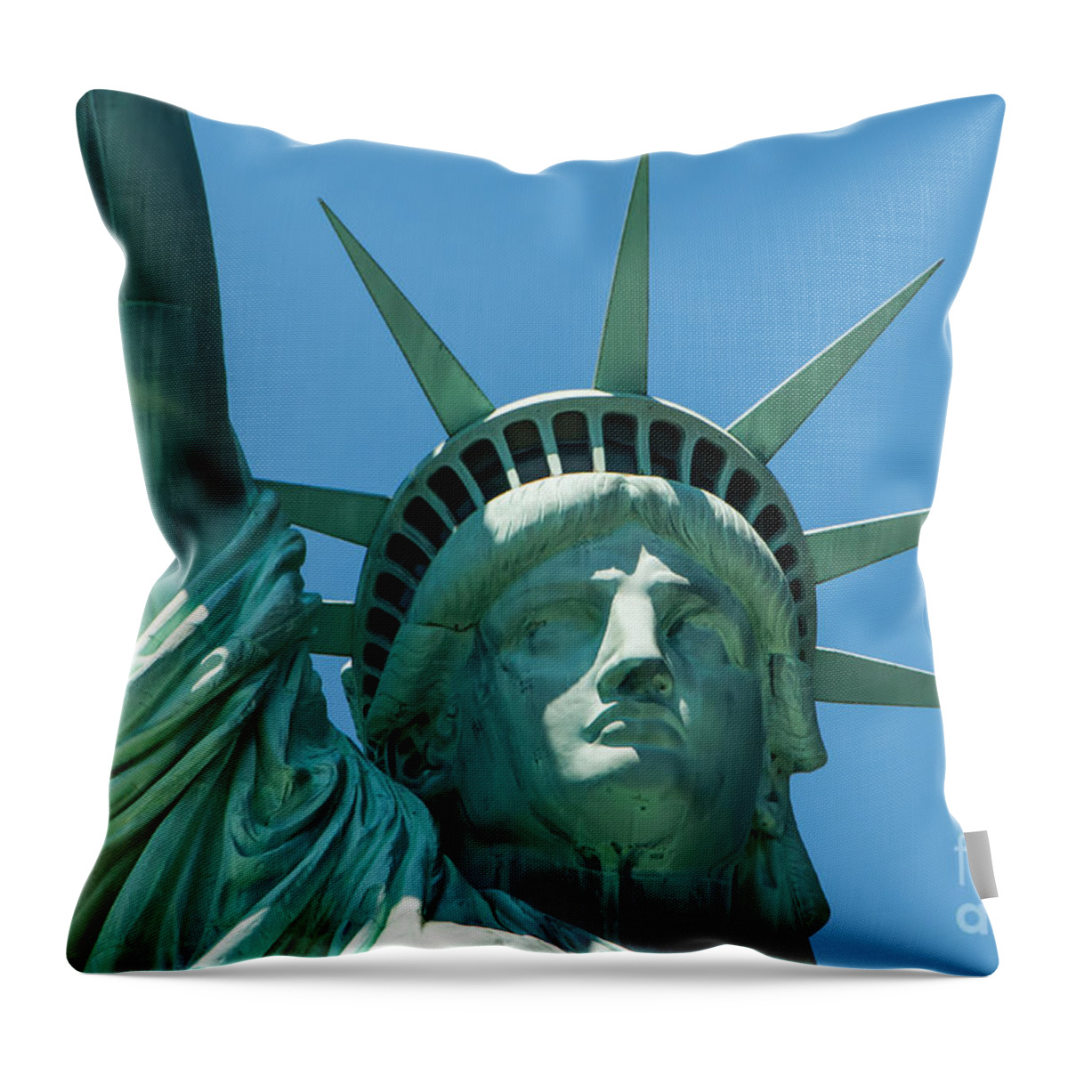 Statue Of Liberty Throw Pillow featuring the photograph Statue of Liberty's Head by Anthony Sacco