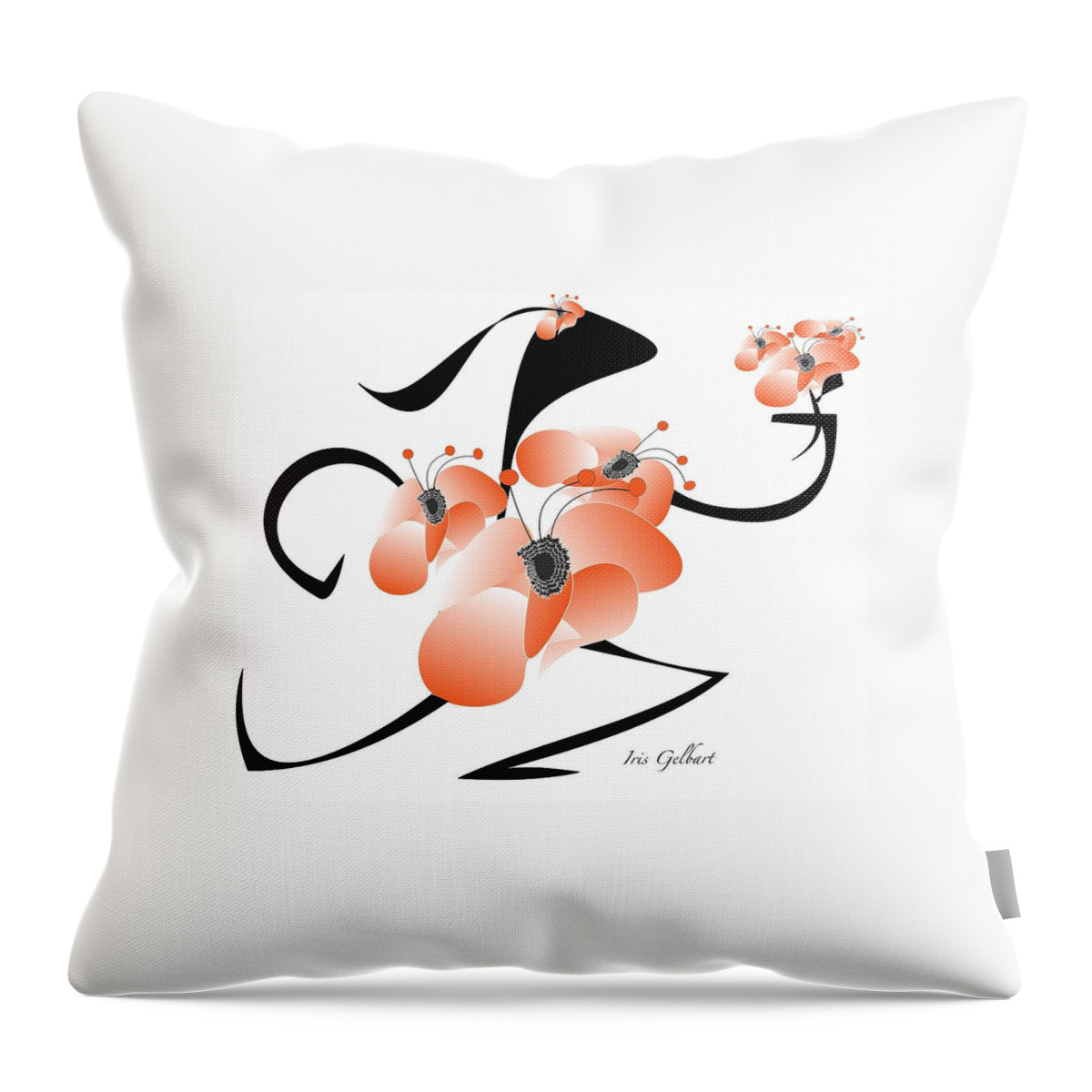 Flowers Throw Pillow featuring the drawing Stepping out by Iris Gelbart