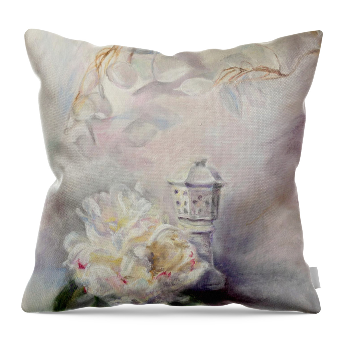 White Throw Pillow featuring the painting Study in White #1 by Vicki Ross