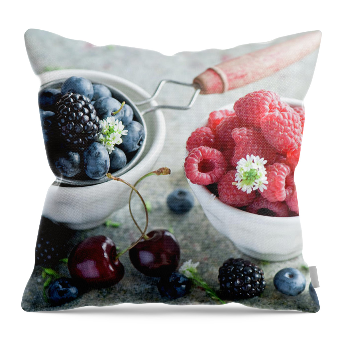 Breakfast Throw Pillow featuring the photograph Summer Berries #1 by Verdina Anna