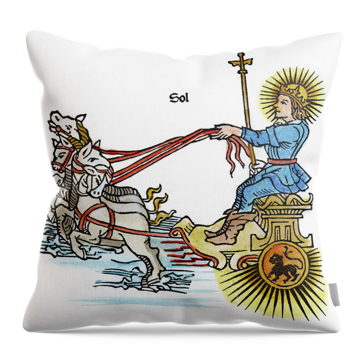1482 Throw Pillow featuring the painting Sun God Helios, Or Sol #1 by Granger