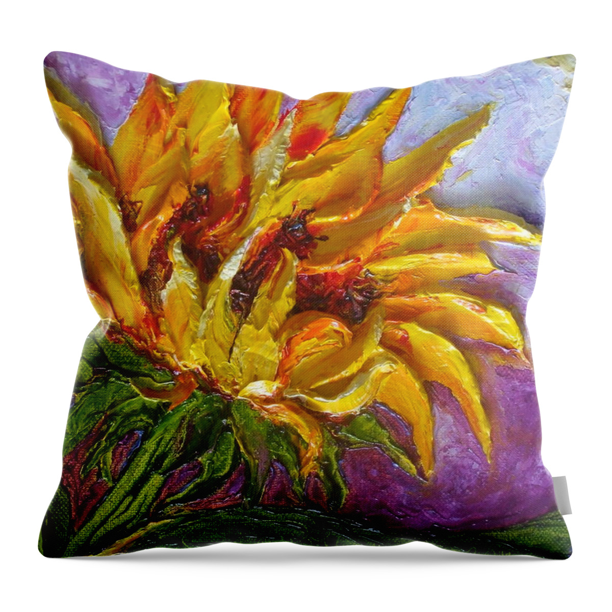 Yellow Throw Pillow featuring the painting Yellow Sunflower #2 by Paris Wyatt Llanso