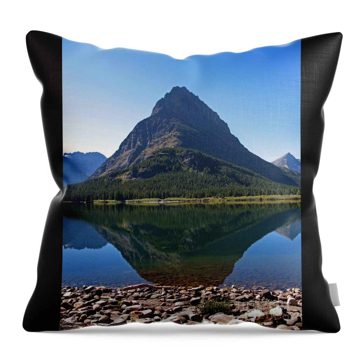 Glacier Park Montana Art Throw Pillow featuring the photograph Swiftcurrent Lake Many Glacier by Joseph J Stevens