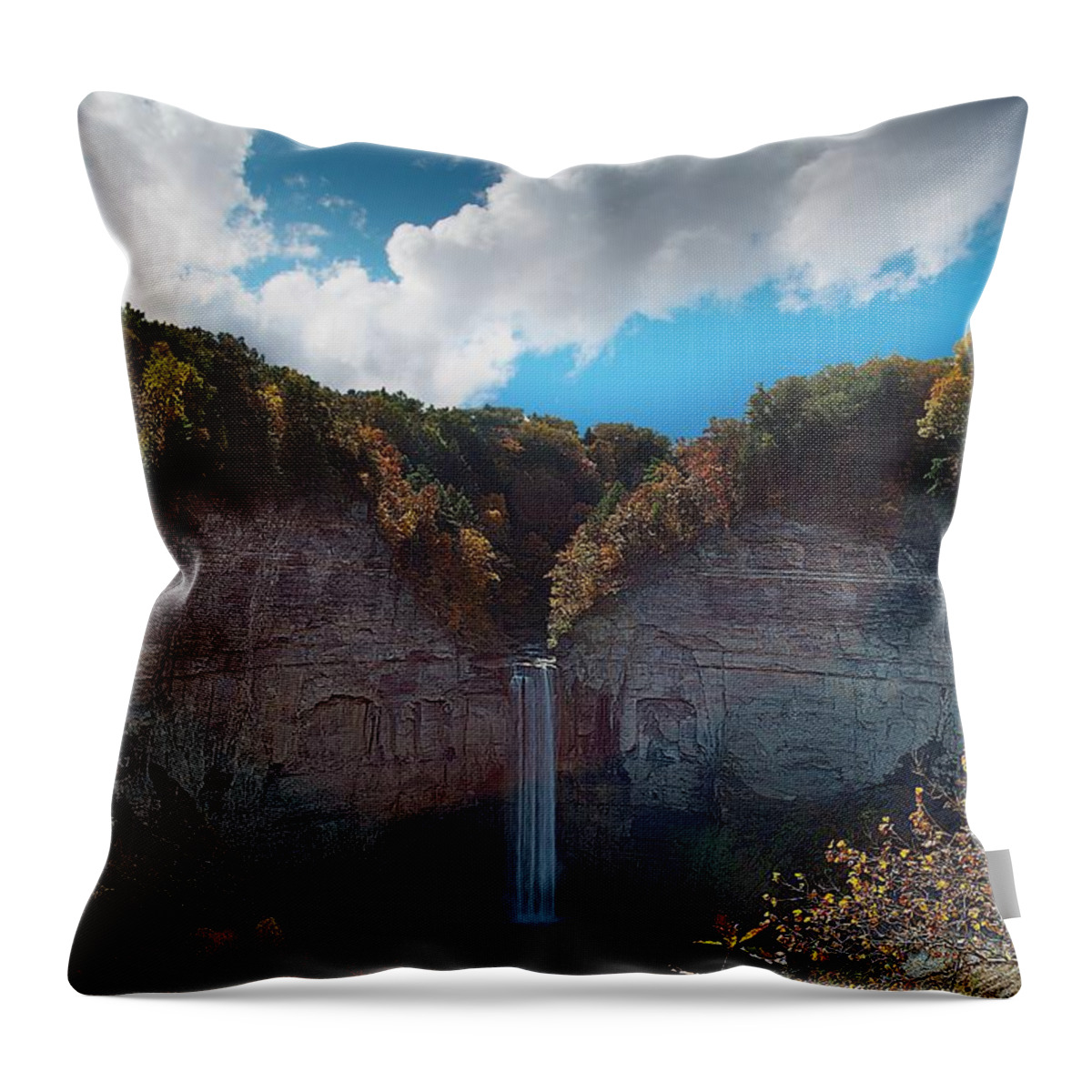 Taughannock Throw Pillow featuring the photograph Taughannock Falls Ithaca New York #1 by Paul Ge