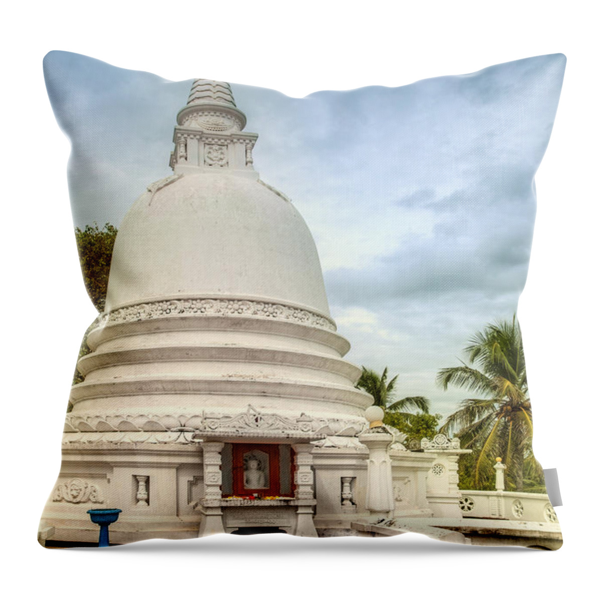 Temple Throw Pillow featuring the photograph temple complex at the tropical island Sri Lanka #1 by Gina Koch