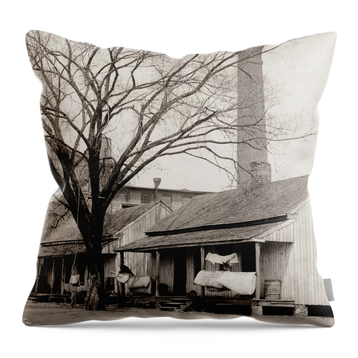 1913 Throw Pillow featuring the photograph Textile Worker Housing #1 by Granger