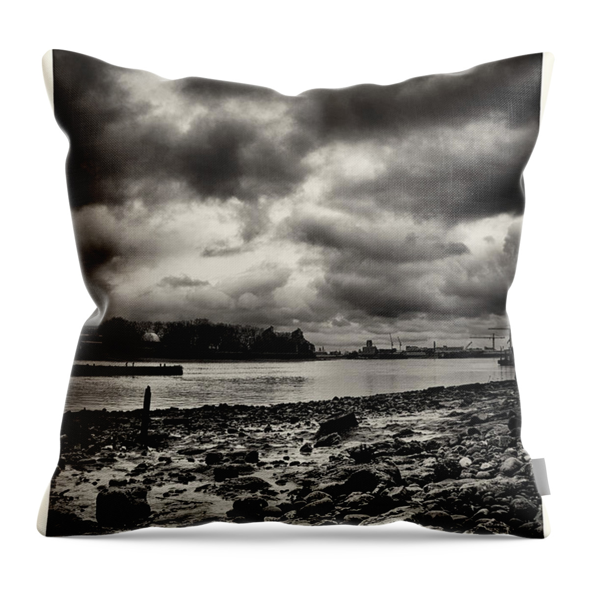 thames Secret Throw Pillow featuring the photograph Thames Foreshore - Greenwich #1 by Lenny Carter