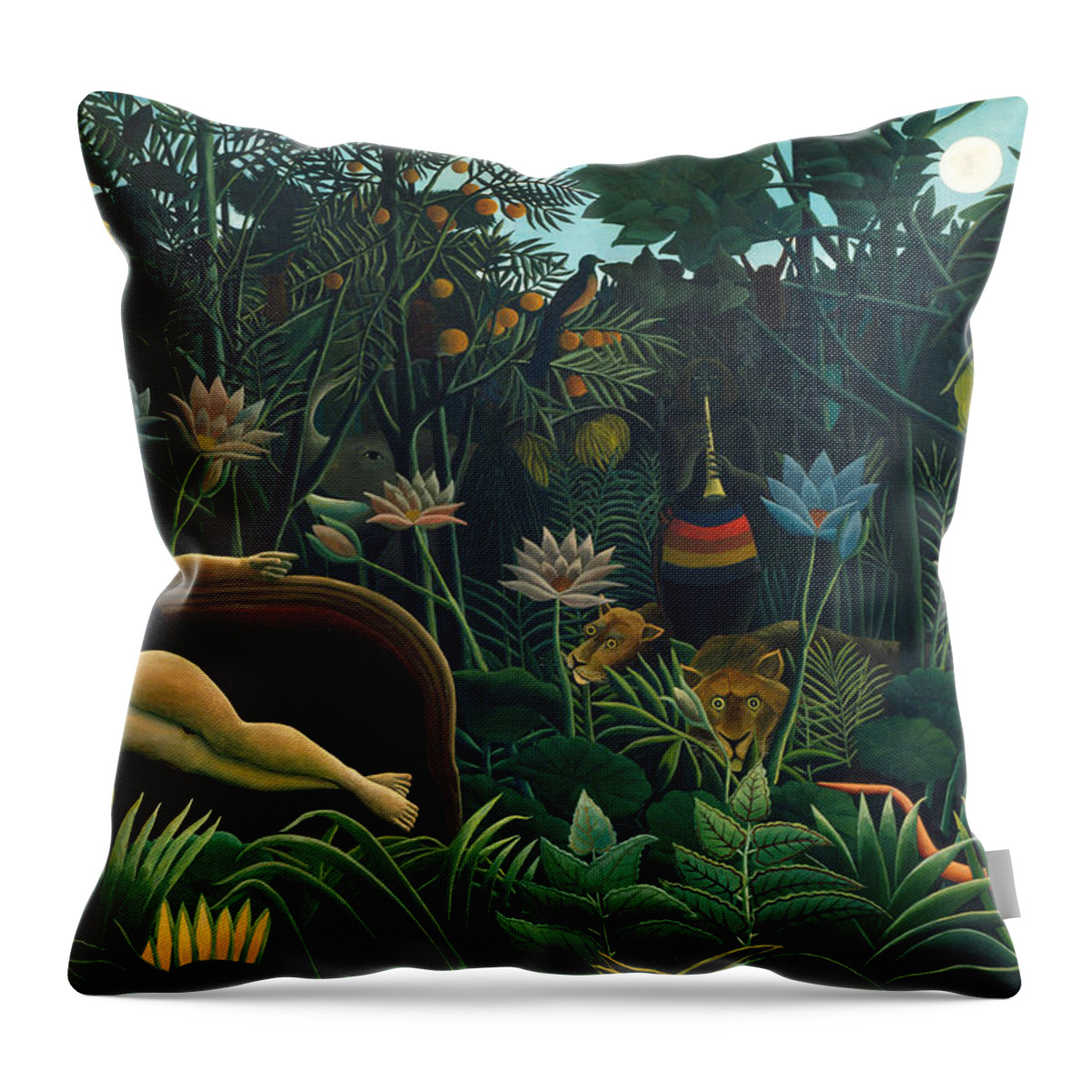 Henri Rousseau Throw Pillow featuring the painting The Dream #1 by Henri Rousseau