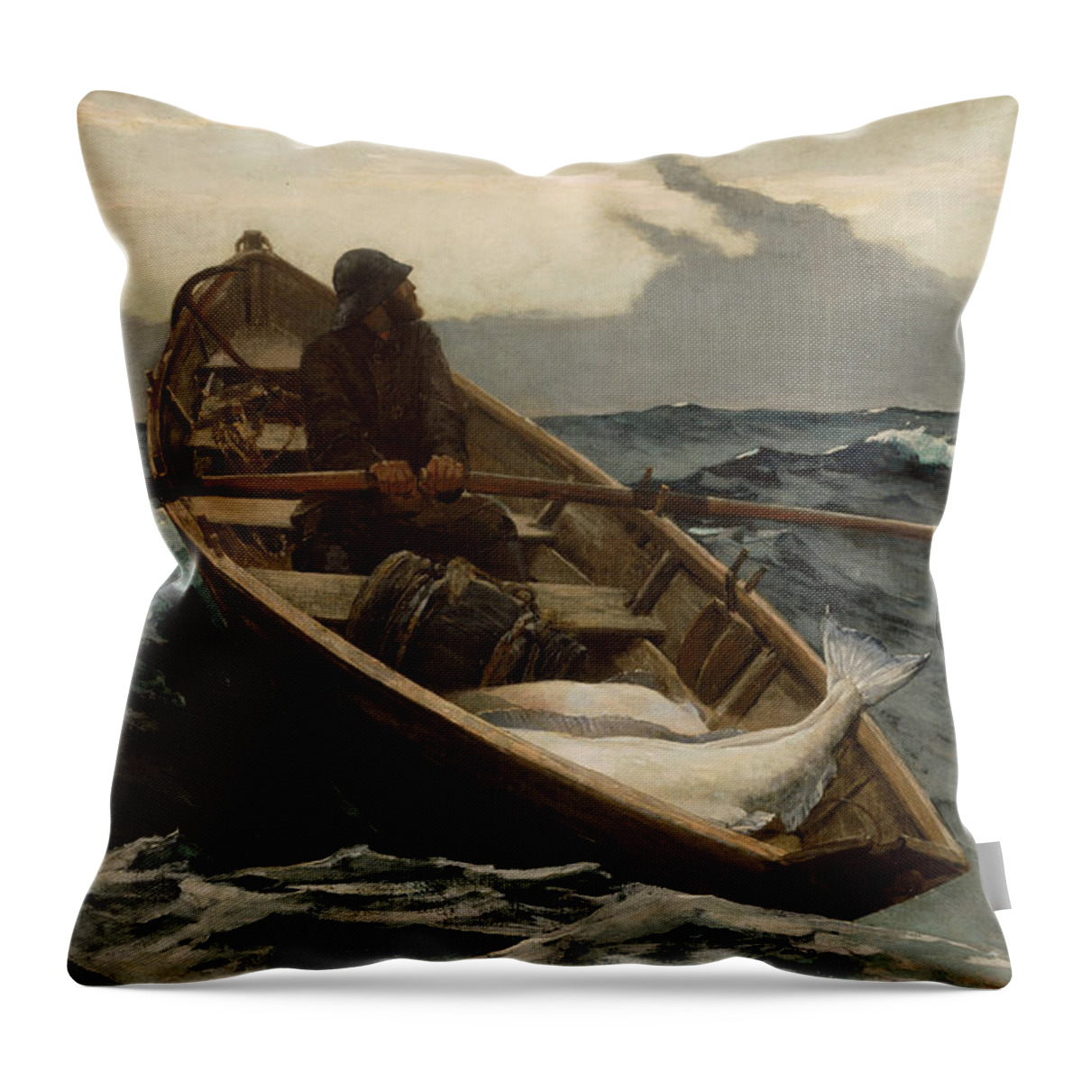 Fog Warning Throw Pillow featuring the photograph The Fog Warning #1 by Winslow Homer