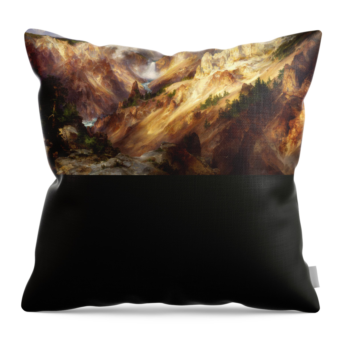 Thomas Moran Throw Pillow featuring the painting The Grand Canyon of the Yellowstone #6 by Thomas Moran