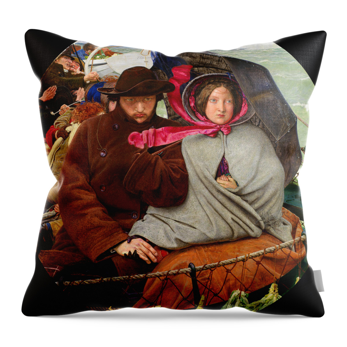 Ford Madox Brown Throw Pillow featuring the painting The Last of England #3 by Ford Madox Brown