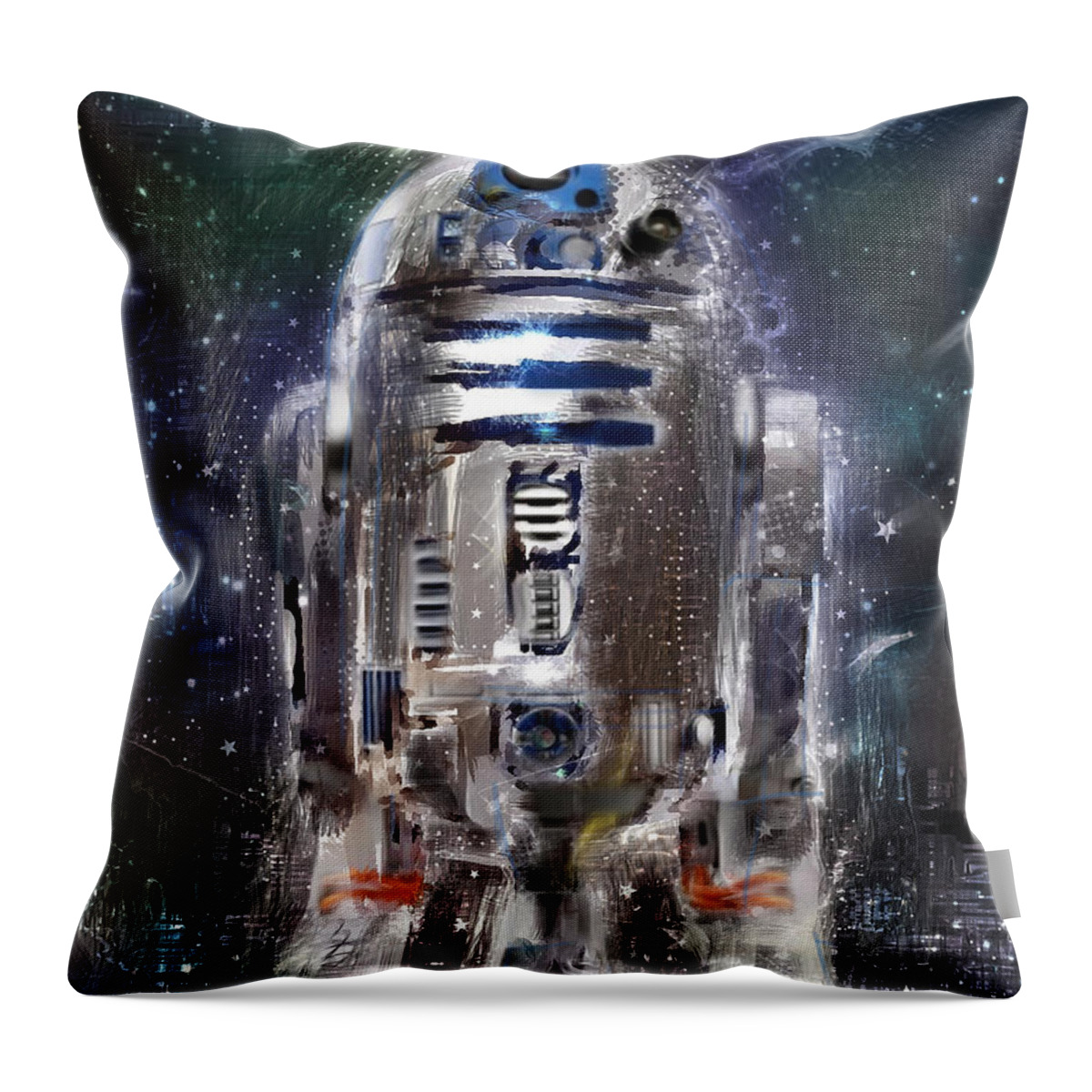 R2d2 Throw Pillow featuring the digital art The Little Guy by Russell Pierce