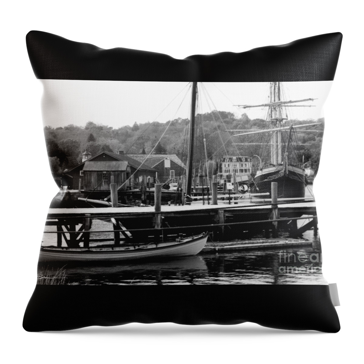 Connecticut Throw Pillow featuring the photograph The Long Boats by Leslie M Browning