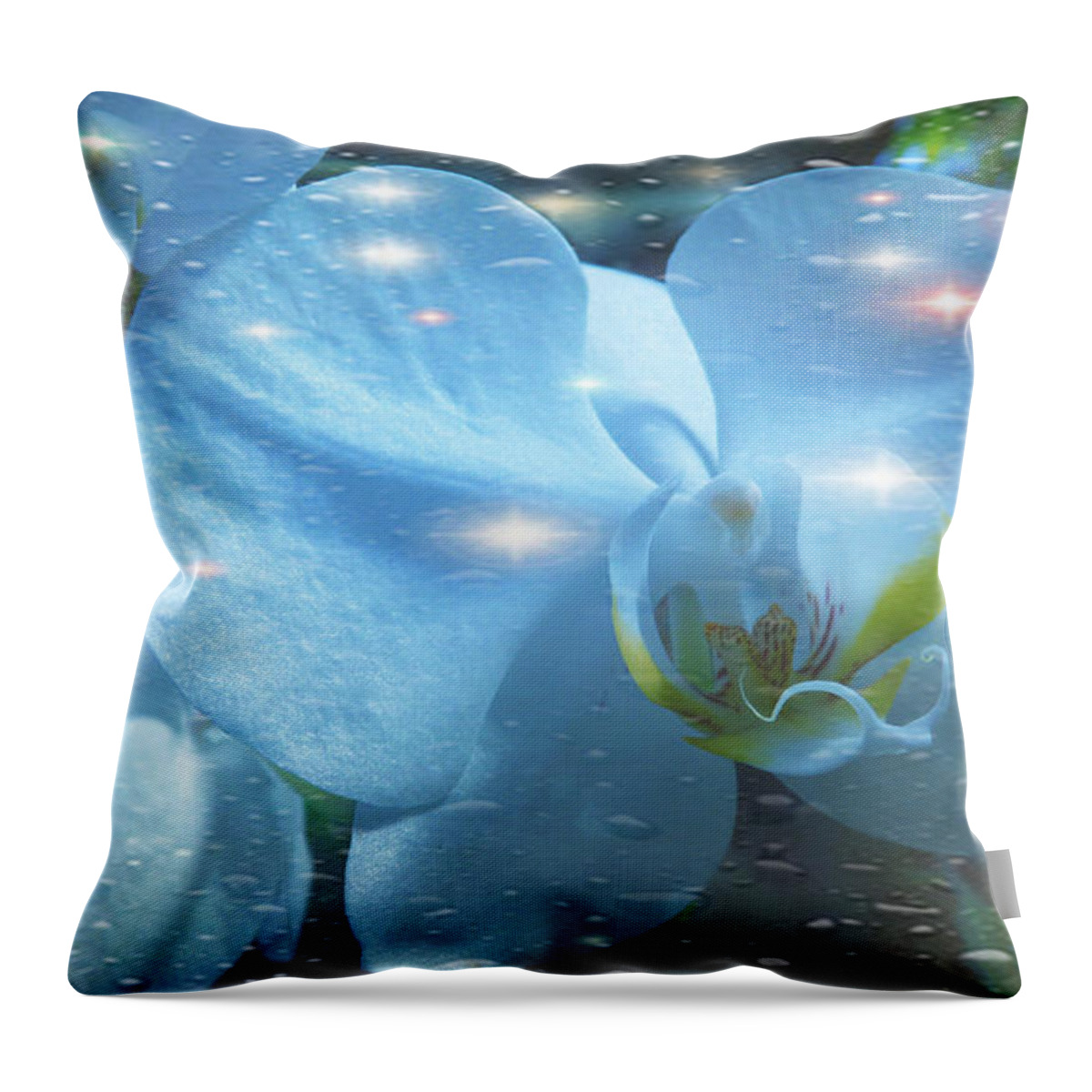 Water Throw Pillow featuring the photograph The Orchids with Water Drops #1 by Xueyin Chen