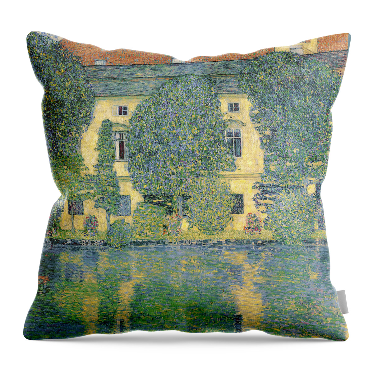 Gustav Klimt Throw Pillow featuring the painting The Schloss Kammer On The Attersee IIi #1 by Celestial Images