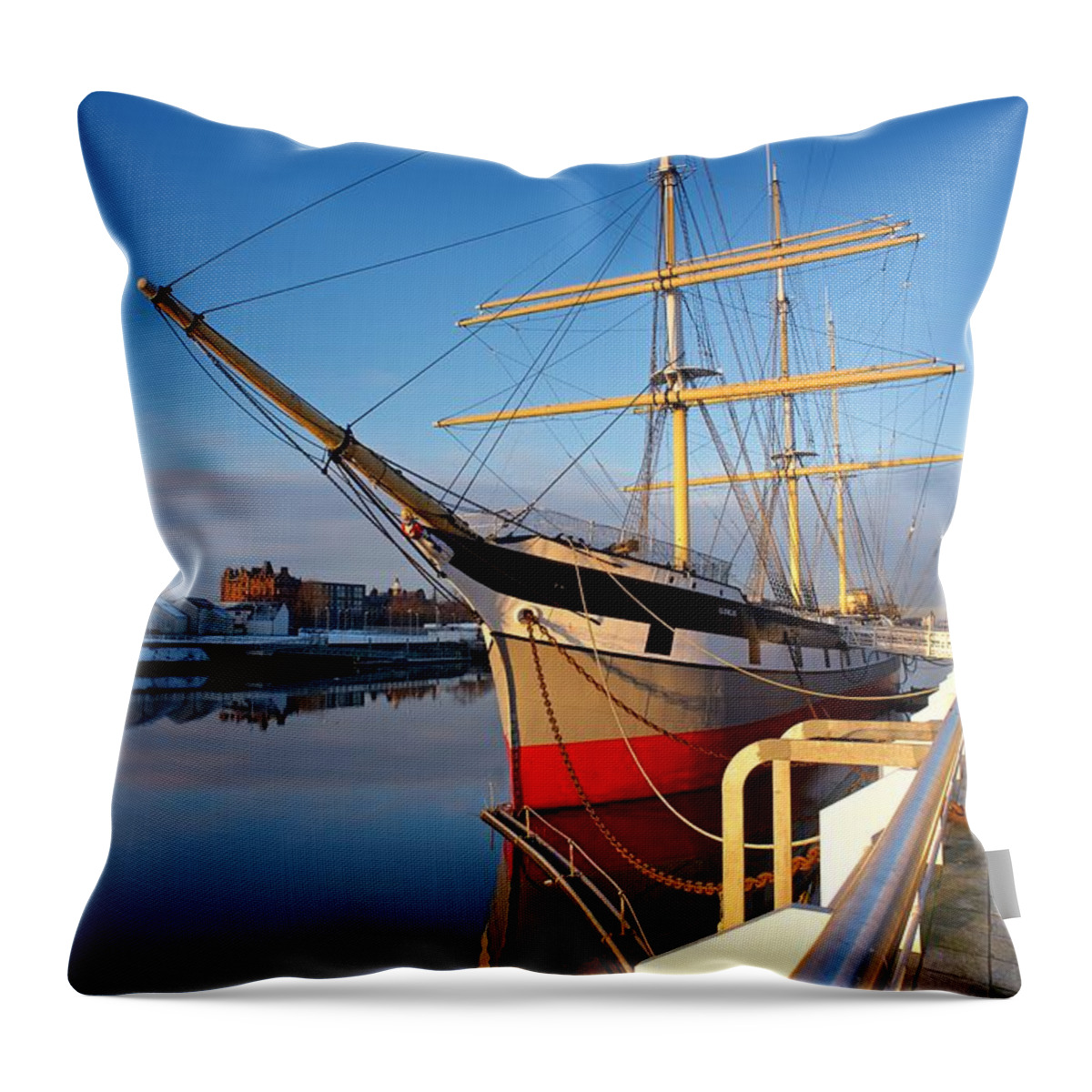 Glasgow Riverside Museum Throw Pillow featuring the photograph The Tall Ship Glasgow #1 by Stephen Taylor