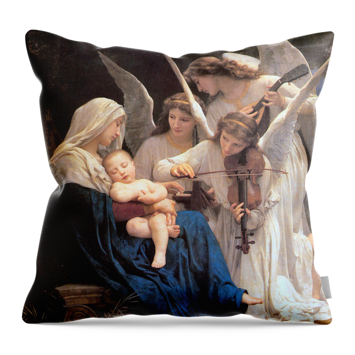 The Virgin With Angels Throw Pillow featuring the digital art The Virgin With Angels #2 by William Bouguereau