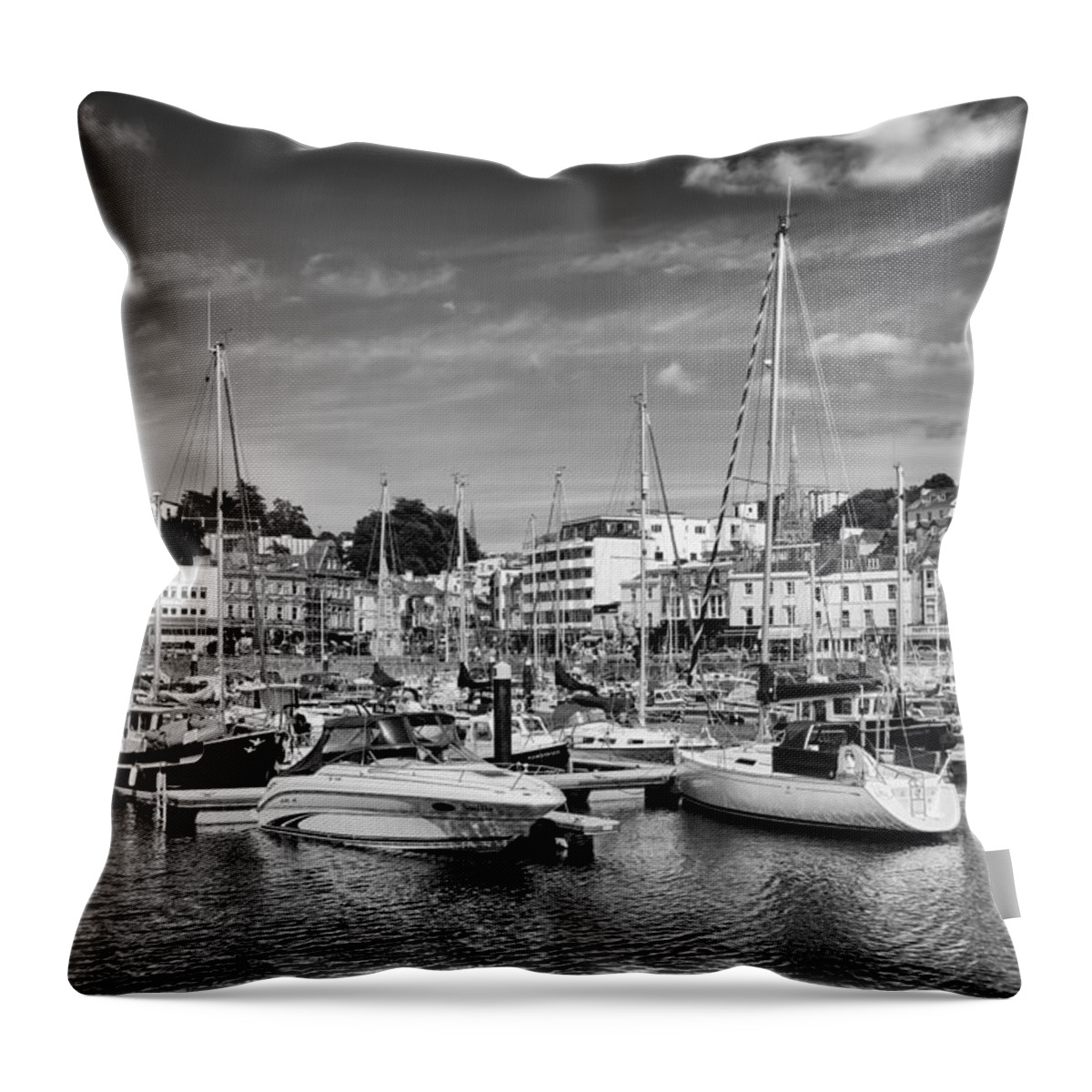  Throw Pillow featuring the photograph Torquay Marina #1 by Howard Salmon