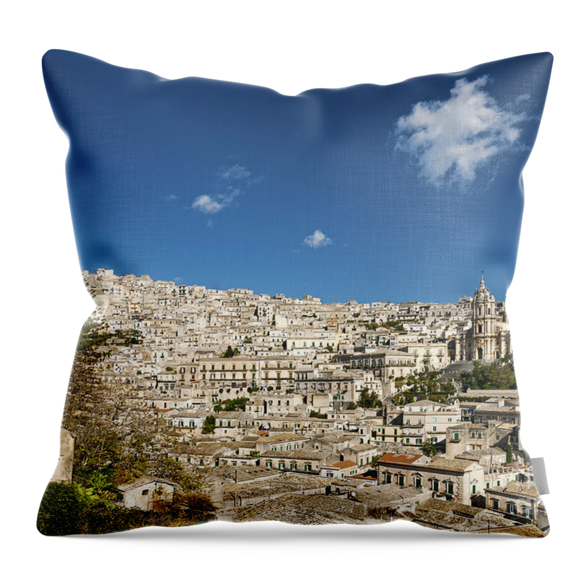 Architecture Throw Pillow featuring the photograph Traditional Houses Of Modica In Sicily Italy #1 by JM Travel Photography