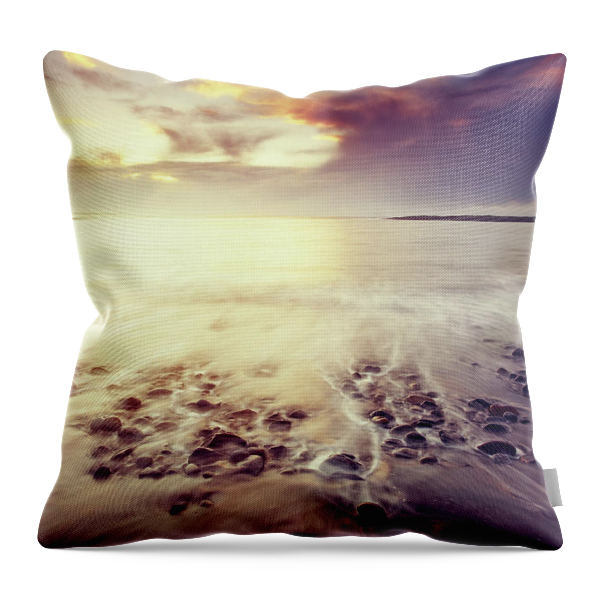 Water's Edge Throw Pillow featuring the photograph Twilight At The Atlantic #1 by Mammuth