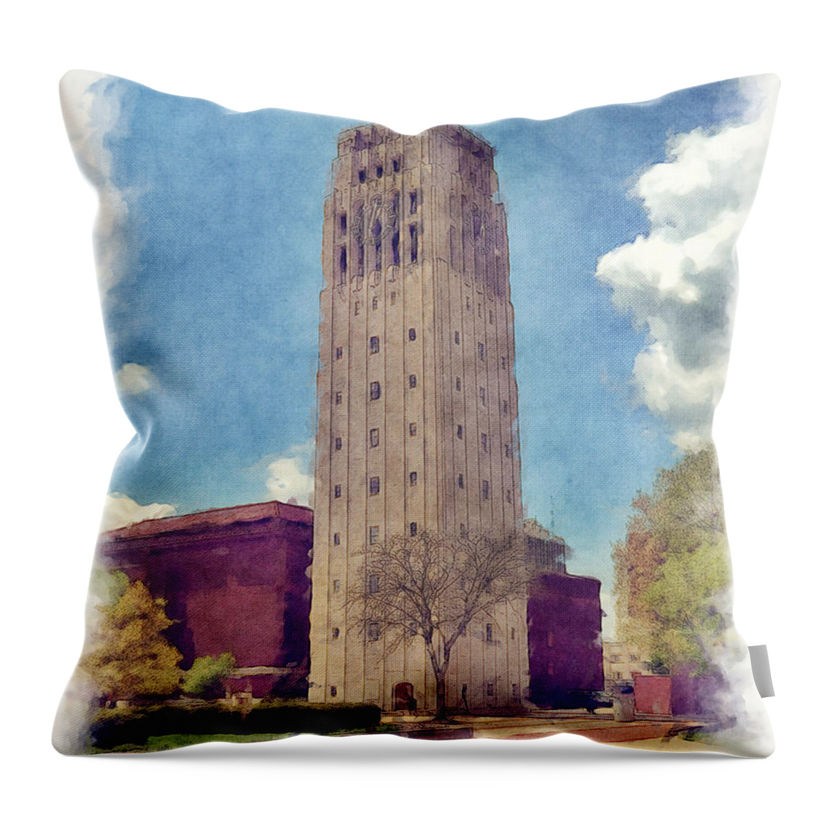 Clock Tower Throw Pillow featuring the photograph University of Michigan Clock Tower 2 #1 by Phil Perkins