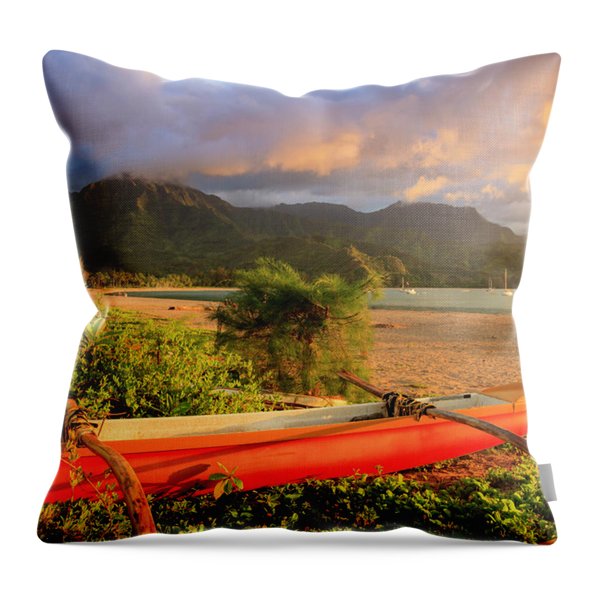 Tranquility Throw Pillow featuring the photograph Usa, Hawaii, Kauai, Hanalei Bay #1 by Michele Falzone